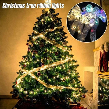 100 LED10M Dublu Strat Lumini de Basm Siruri de caractere de Crăciun Panglică Arcuri cu LED Ornamente pentru Pomul de Craciun de Anul Nou Navidad Decor Acasă
