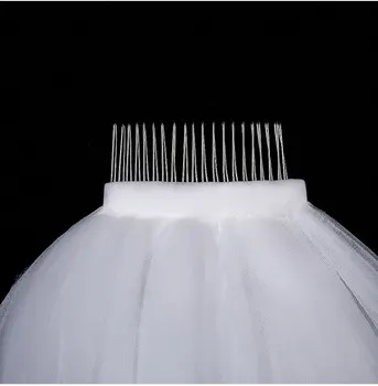 Vestidos Elegante, Accesorii De Nunta Tul Pieptene Două Straturi Alb Fildeș Voaluri De Mireasă 2021 Moda